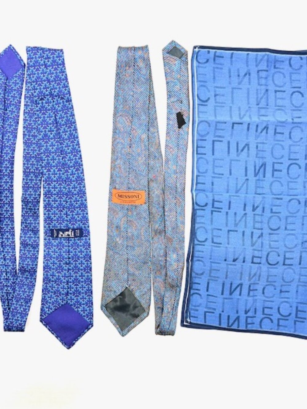 Set: 2 Classic Neck-Ties SilkHERMES Paris & MISSONI +1 Celine Handkerchief(71 - Picture 10 of 15